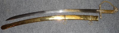 Lot 192 - A 19th Century Band Sword, with 71cm single edge curved steel  blade, the heavy brass hilt with...