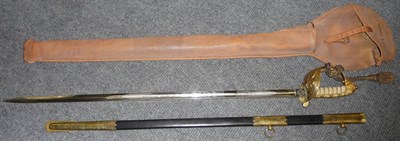 Lot 200 - An 1827 Pattern Naval Officer's Sword, the 79.5cm single edge fullered steel blade etched with...