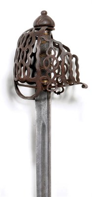 Lot 226 - A Scottish Basket Hilt Sword, with 89cm single edge steel blade with a broad fuller and a...