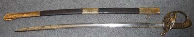 Lot 227 - A Rare Georgian Naval Officer's Sword, the 72cm single edge fullered steel blade with quill...