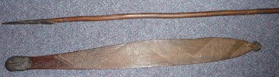 Lot 253 - A Western Australian Aborigine Woomera (Spear Thrower), with plain slightly convex back, the fascia