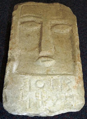 Lot 273 - A Small Marble Stele, of tapered vertical rectangular form, the dressed side carved in bas...