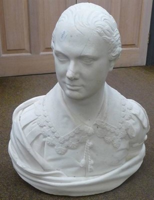 Lot 1065 - English School, 19th century: A Carved White Marble Bust of a Gentleman, gazing slightly to dexter