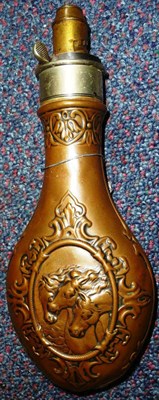 Lot 316 - An Early 19th Century Copper Powder Flask, by G & J W Hawksley, Sheffield, of pear shape, one...