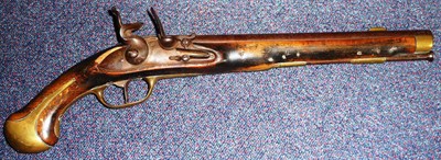 Lot 355 - A Late 18th Century Danish/Swedish Flintlock Dragoon Pistol, the 33cm steel barrel with stamped...