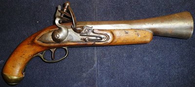 Lot 356 - A Belgian Flintlock Blunderbuss Pistol, the 22.5cm flared steel barrel octagonal at the breech,...