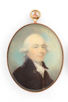 Lot 1071 - Attributed to Charles Shirreff (b.1750): Portrait of a Gentleman, circa 1790, his powdered hair...