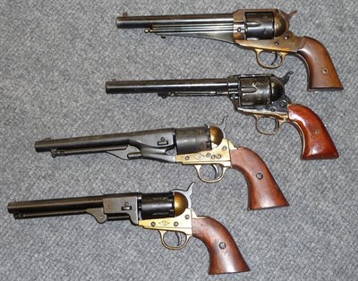 Lot 374 - Two Replica Six Shot Percussion Cap Revolvers, and two replica centrefire revolvers. (4)