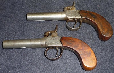 Lot 377 - A Pair of 19th Century Percussion Cap Pocket Pistols by S W Berry, Woodbridge, each with 7cm...