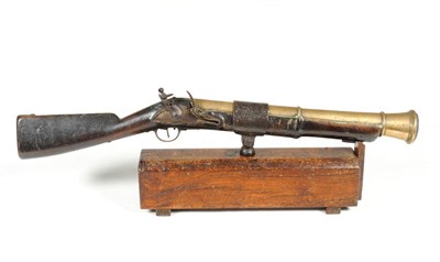 Lot 398 - A Late 18th Century French Flintlock Blunderbuss "Boat Gun", the 58cm brass two stage barrel...