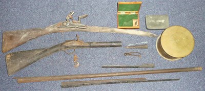 Lot 401 - An Early 19th Century Flintlock Sporting Gun, in dismantled relic condition; a Walnut stock for...