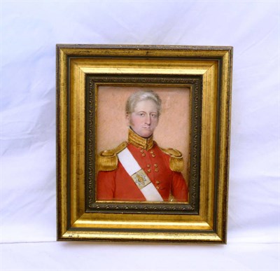 Lot 1076 - Attributed to William John Thompson: Portrait Miniature of S Jones, circa 1834, half length, in the