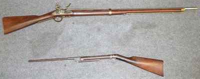 Lot 415 - A Replica of a Flintlock Brown Bess, with steel ramrod;  and a Vintage Break Barrel Air Rifle,...