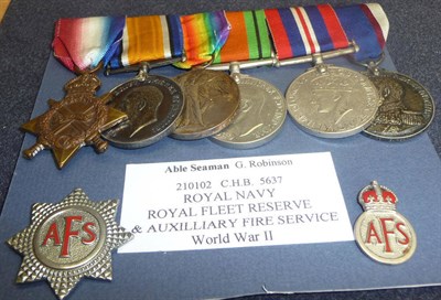 Lot 11 - A First and Second World War Naval Group of Six Medals, to 210102, G.ROBINSON, A.B., R.N.,...