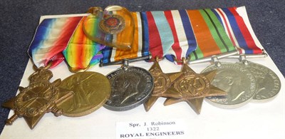 Lot 15 - A First/Second World War Group of Seven Medals, awarded to 1322 SPR.J.ROBINSON. R.E.,...