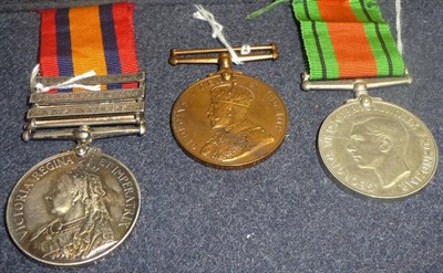 Lot 24 - A Queen's South Africa Medal, with three clasps CAPE COLONY, ORANGE FREE STATE and SOUTH AFRICA...