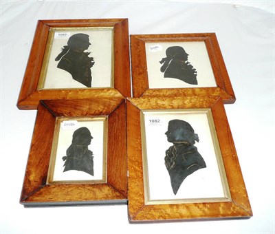 Lot 1082 - A Group of Four Profile Bust Silhouette Cutout Portraits, 19th century and later, of gentlemen with