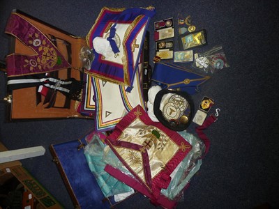 Lot 45 - A Collection of Masonic Regalia, including a leather cased set to Mark Master Masons of three...