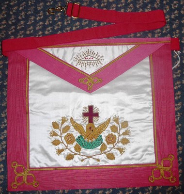 Lot 48 - A Masonic Apron to  the Ancient and Accepted Rite Rose Croix of H.R.D.M., (no longer in use...