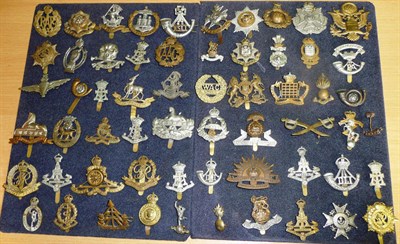 Lot 70 - A Collection of Seventy Military Cap and Glengarry Badges, in mainly brass and white metal,...