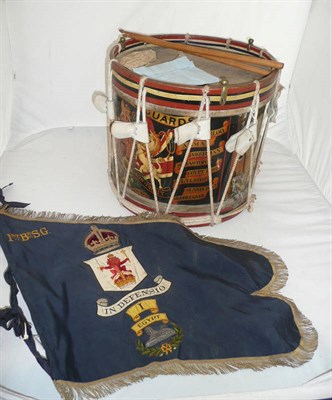 Lot 77 - An Early 20th Century Side Drum to the 1st Battalion Scots Guards, the brass shell stamped with...