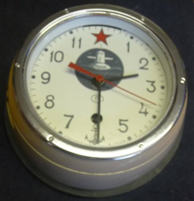 Lot 93 - A Russian U-boat Timepiece, the cream dial with black arabic numerals, red star at number 12,...