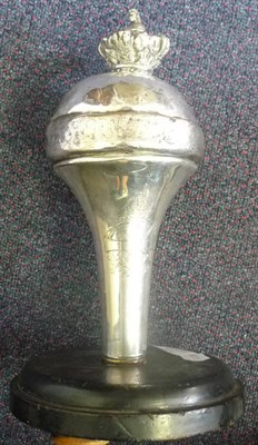 Lot 109 - A Drum Major's Silver Plated Mace Finial; of globular form, with a girdle engraved "HARROGATE...