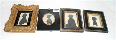 Lot 1089 - A Group of Four Silhouette and Silhouette Cutout Profile Portraits, circa 1840-60, three of...