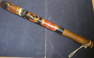 Lot 112 - A Victorian Ebonised Walnut Police Truncheon by Field, 233 Holborn, painted with a crowned VR...