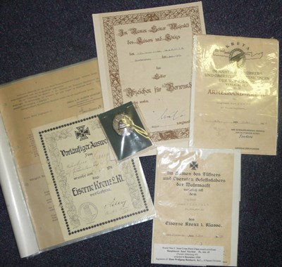 Lot 133 - A Group of German First and Second World War Award Certificates, to a long serving officer...