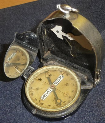 Lot 136 - A Second World War German Officer's "Bezard" Pocket Compass, in a white metal and black...