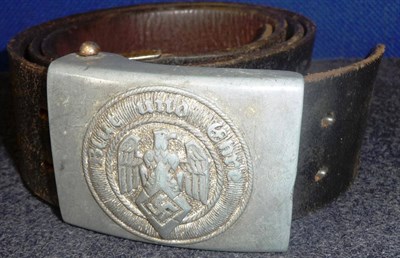 Lot 139 - A German Third Reich Hitler Youth Leather Belt, with white metal buckle.