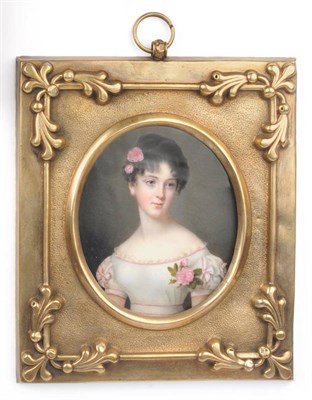 Lot 1093 - English School, 19th century: Portrait Miniature of a Young Woman, said to be Sidney Jane...