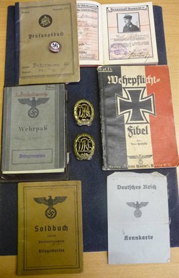 Lot 158 - A Collection of German Third Reich Badges and Ephemera, comprising an NSDAP Member's Badge, an...