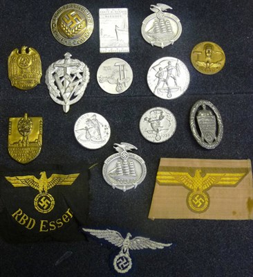 Lot 159 - A Collection of Thirteen Various German Third Reich Day Badges, and three cloth insignia.