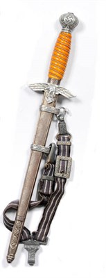 Lot 174 - A German Third Reich Luftwaffe Officer's Dagger, 2nd Pattern, the double edge steel blade by...