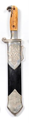 Lot 176 - A German Third Reich RAD Enlisted Man's Hewer, the scimitar type blade with a narrow fuller to each