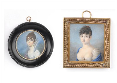 Lot 1096 - French School, early 19th century: Portrait Miniature of a Pretty Young Girl, bust length, her...