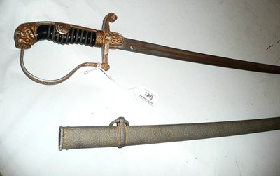 Lot 186 - A German Third Reich Army Officer's Sword, the 88.5cm single edge fullered steel blade stamped...