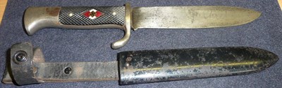 Lot 192 - A German Third Reich Hitler Youth Knife, the steel blade etched "Blut und Ehre!", marked...