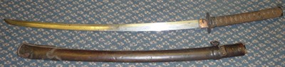 Lot 196 - A 19th Century Japanese Katana, the 69.5cm steel blade with one piece copper habaki, octagonal iron