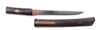 Lot 204 - An 18th Century Japanese Tanto Dagger, the 23.5cm steel blade with one piece copper habaki...