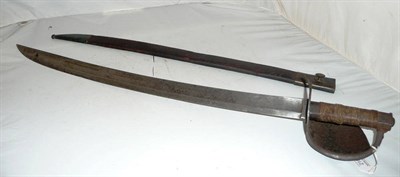 Lot 218 - A 19th Century Naval Cutlass, the 67.5cm single edge broad fullered steel blade engraved on...