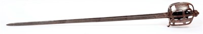 Lot 259 - A Mid-18th Century Scottish Basket Hilt Backsword, the 87cm steel blade with a wide fuller...