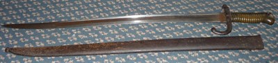 Lot 262 - A French 1866 Model "Chassepot" Yataghan Sword Bayonet, the T section Tulle steel blade dated 1874