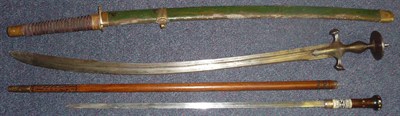 Lot 287 - An Early 19th Century Indian Tulwar, with 79cm single edge curved fullered steel blade, the...