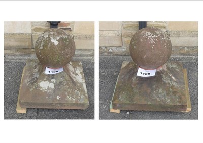 Lot 1108 - A Pair of 19th Century Gate Sandstone Ball Pier Tops, 53.5cm by 53.5cm by 58.5cm