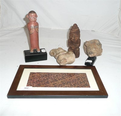 Lot 302 - A Collection of Pre-Columbian Items, comprising:- a Polychrome Nazca Figure, 200-600 AD,...