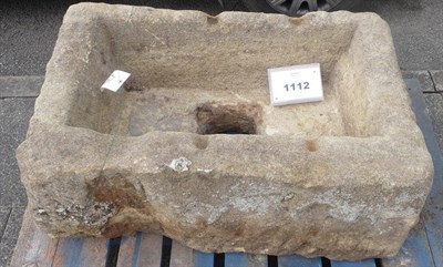 Lot 1112 - An 18th Century Gritstone Rectangular Trough, 91.5cm by 61cm by 30.5cm