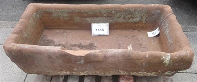 Lot 1115 - A Red Sandstone Rectangular Trough, 124.5cm by 61cm by 35.5cm